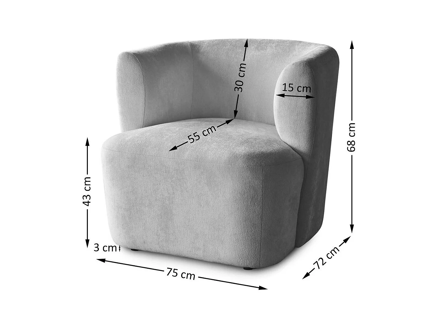 FAUTEUIL Nori gris clair velours