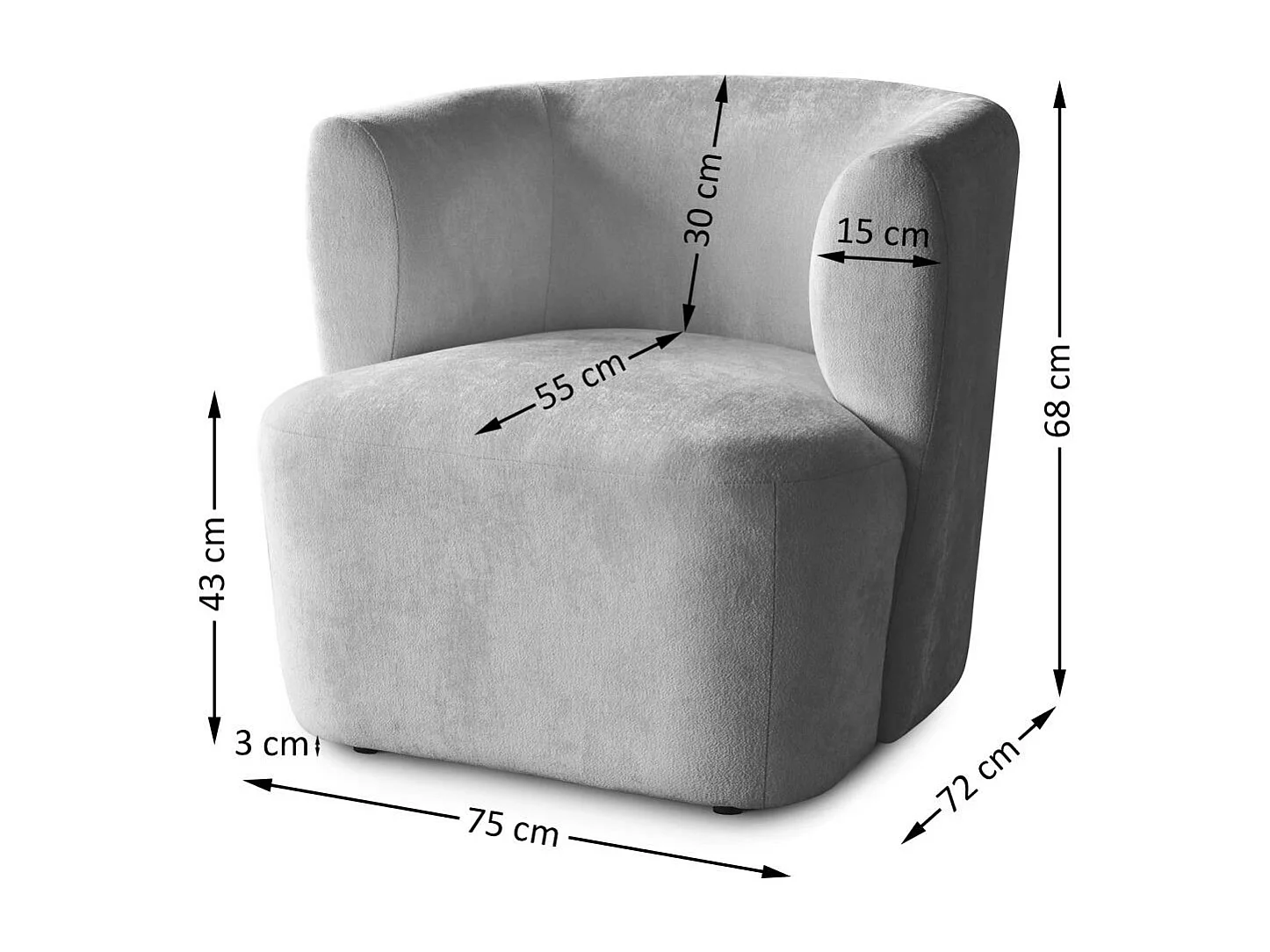 FAUTEUIL Nori gris clair velours