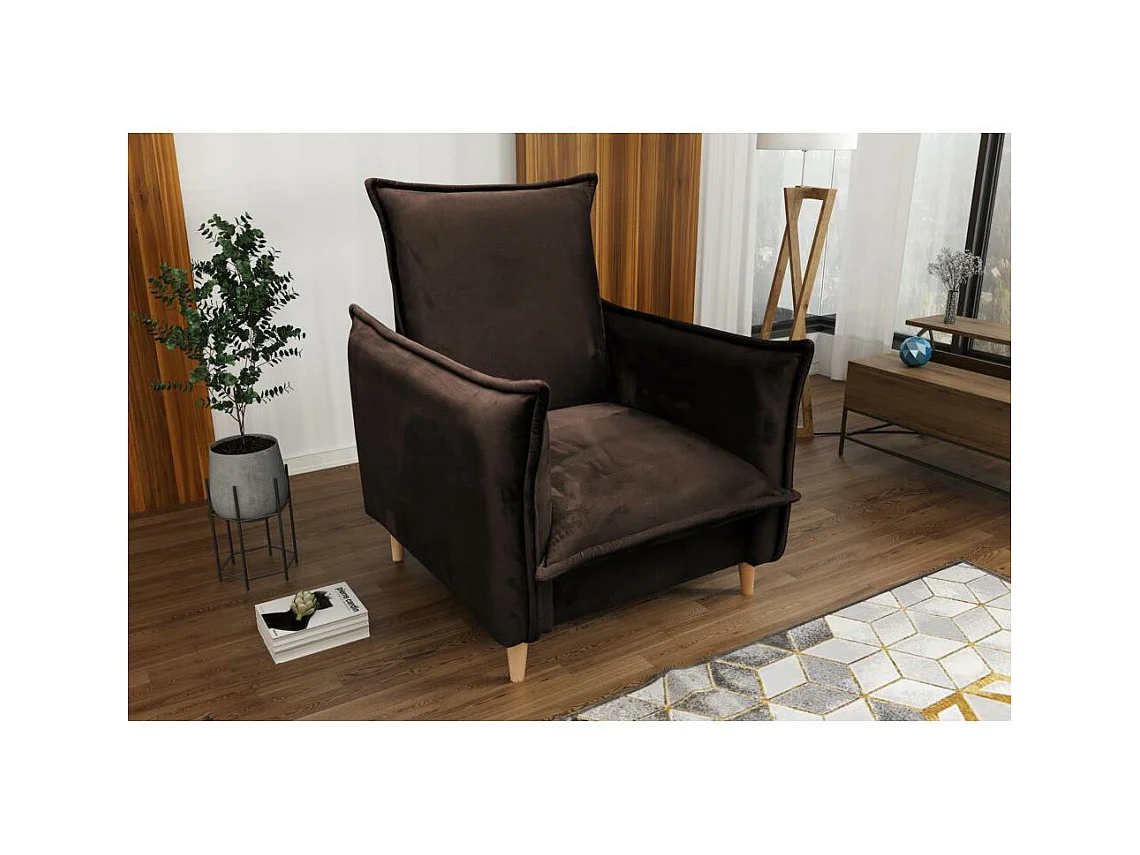 FAUTEUIL RELAX Pillow marron avec pieds en hêtre