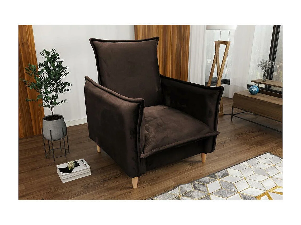FAUTEUIL RELAX Pillow marron avec pieds en hêtre