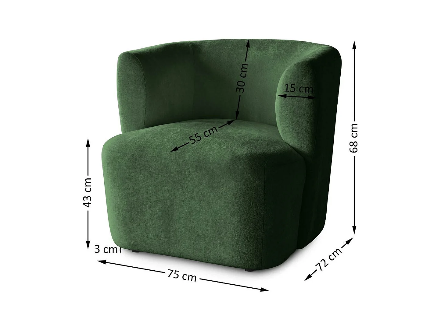FAUTEUIL Nori vert foncé velours