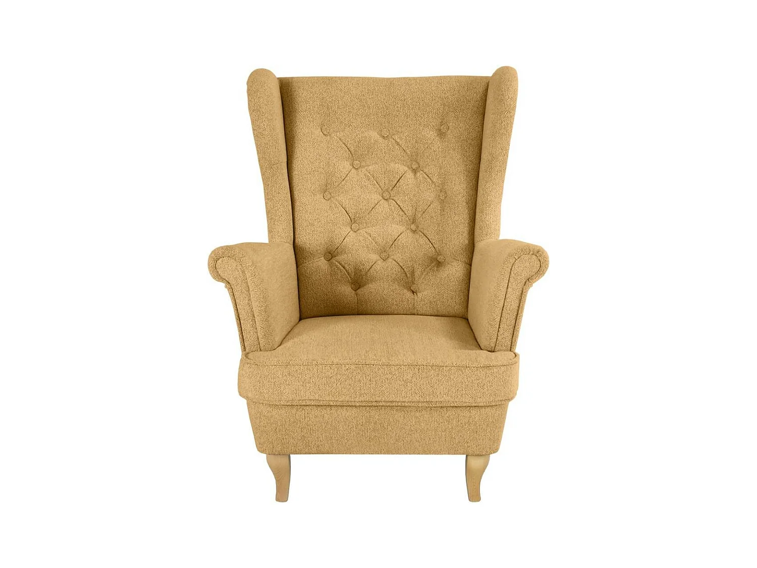 CHESTERFIELD-SESSEL Falco gelb mit Buche Holzbeinen