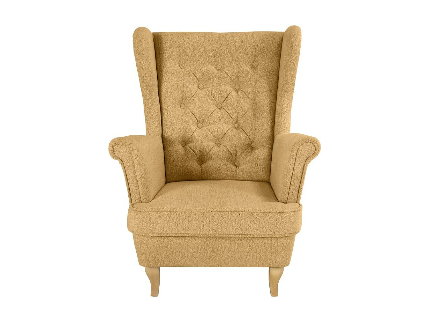 CHESTERFIELD-FAUTEUIL Falco jaune avec pieds en bois de hêtre