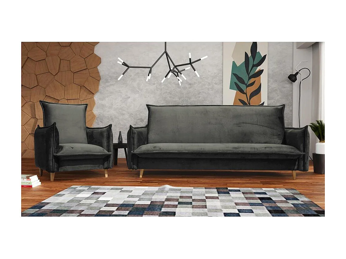 RELAXSESSEL Pillow dunkelgrau mit Buchenbeinen