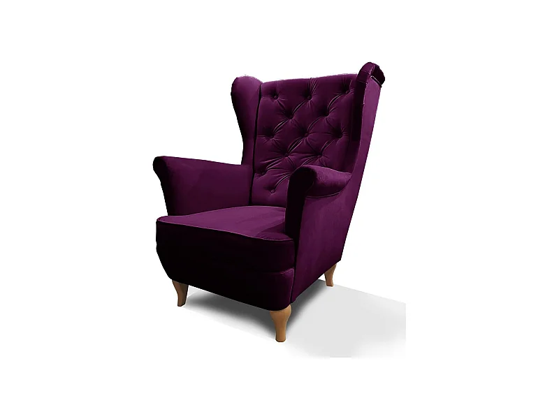 CHESTERFIELD-SESSEL Falco violett mit Holzbeinen