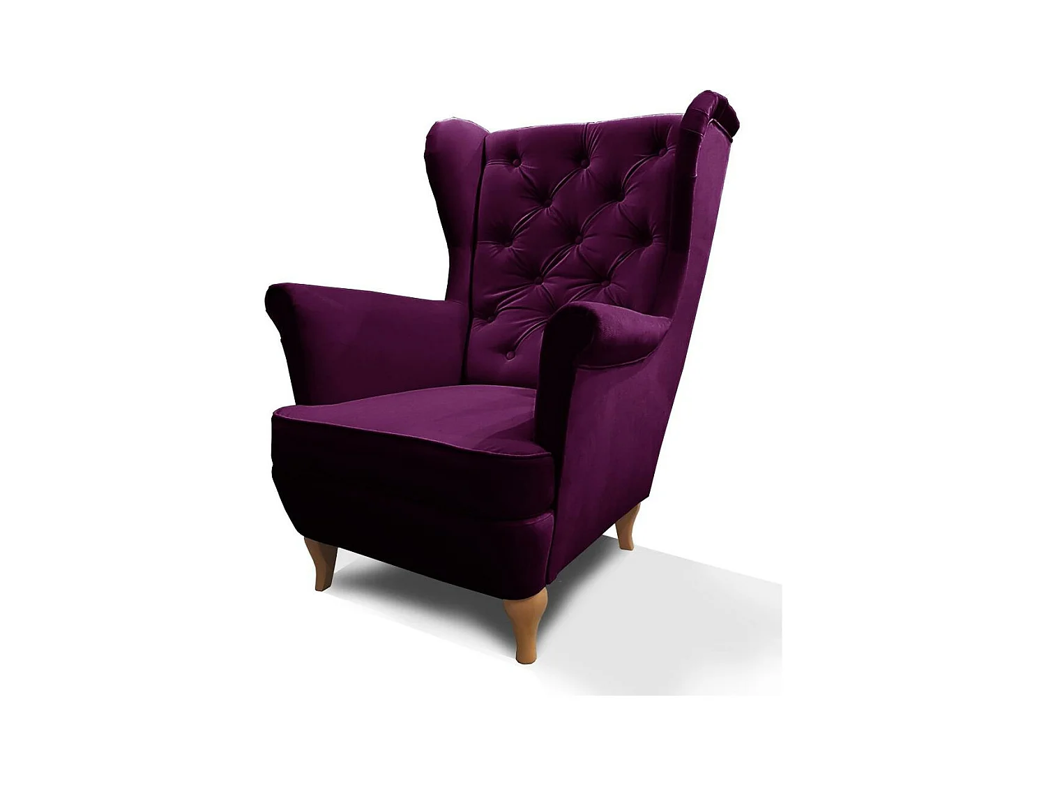CHESTERFIELD-SESSEL Falco violett mit Holzbeinen