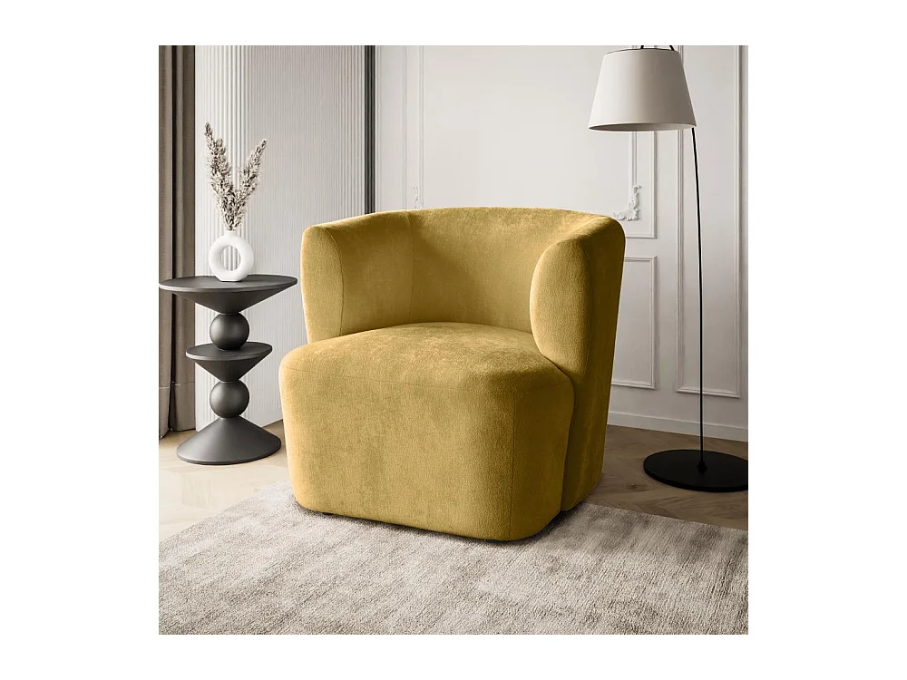 FAUTEUIL Nori jaune moutarde velours