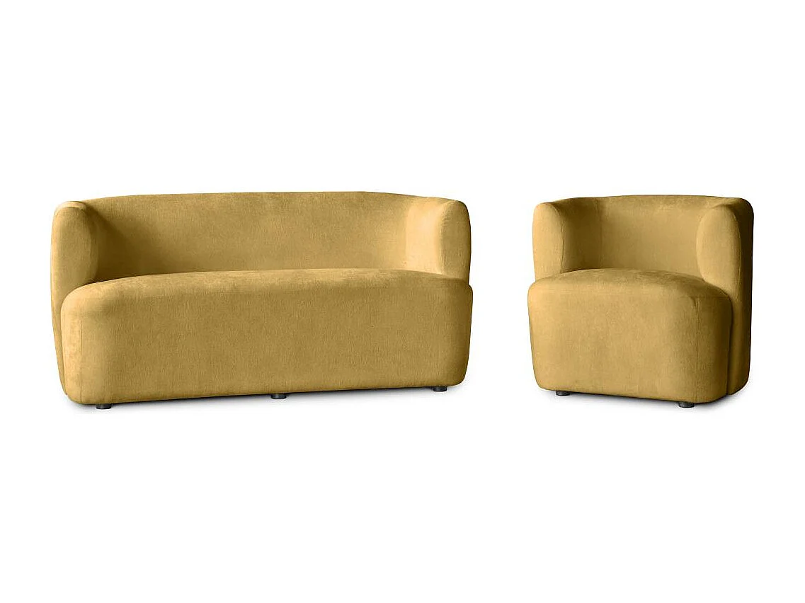 FAUTEUIL Nori jaune moutarde velours