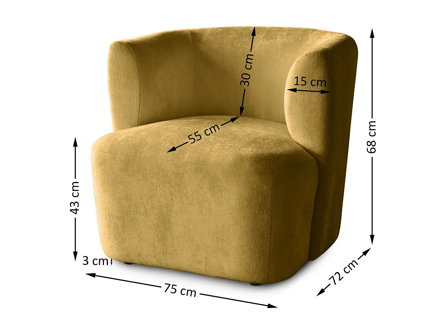 FAUTEUIL Nori jaune moutarde velours