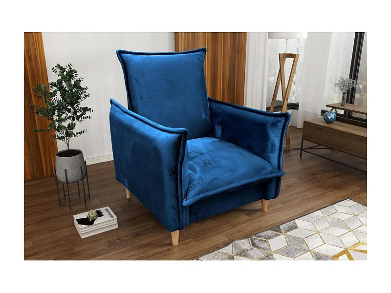 RELAXSESSEL Pillow dunkelblau mit Buchenbeinen