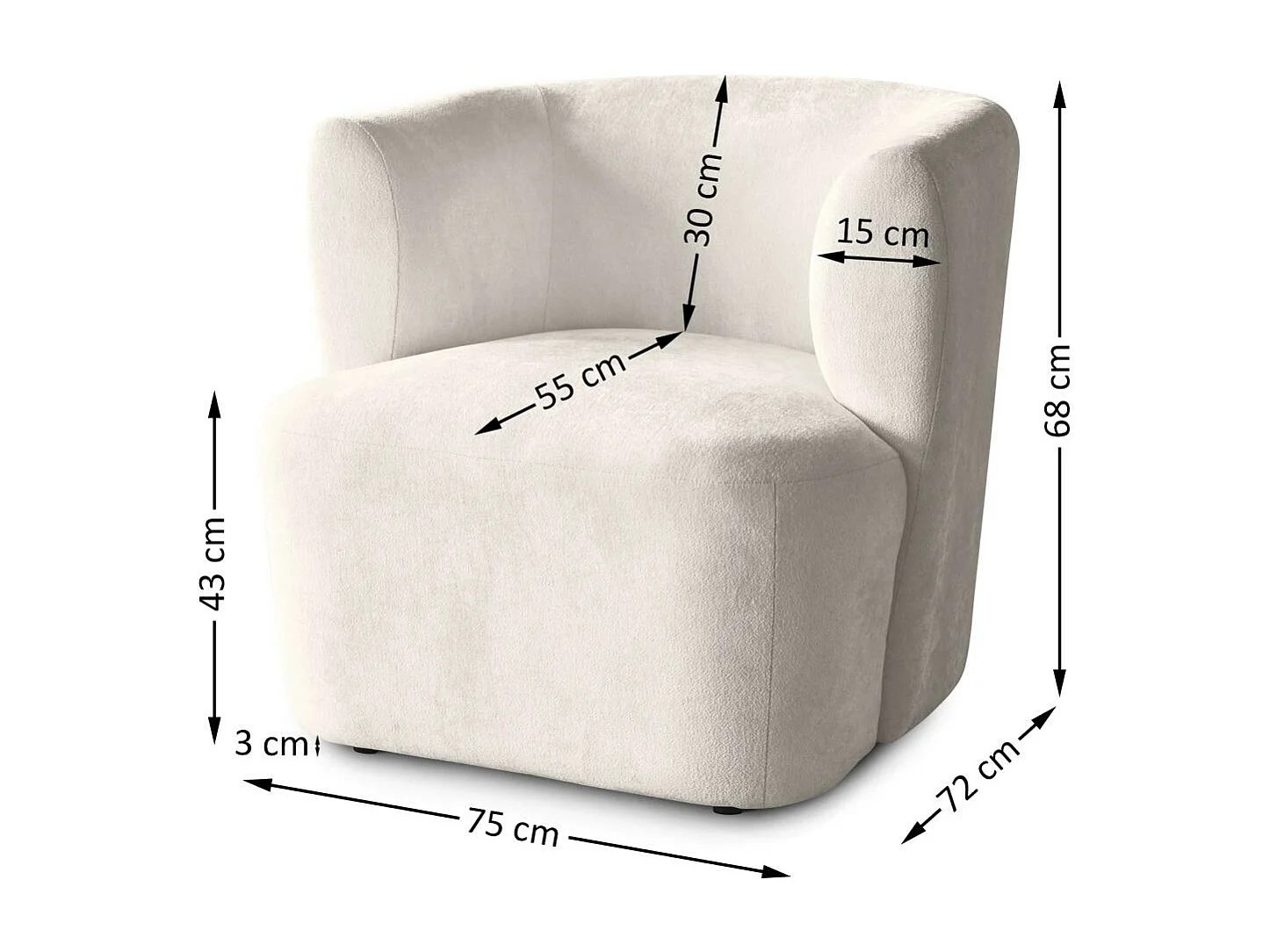 FAUTEUIL Nori beige velour