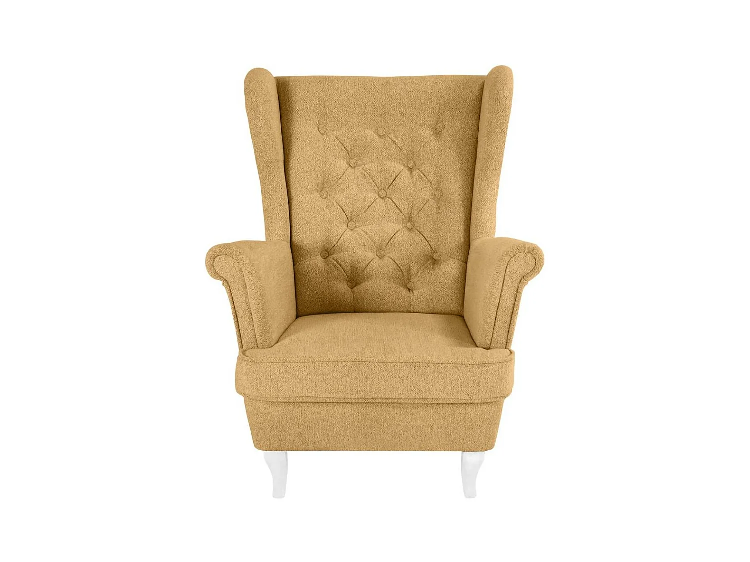 CHESTERFIELD-SESSEL Falco gelb mit Weiß Holzbeinen