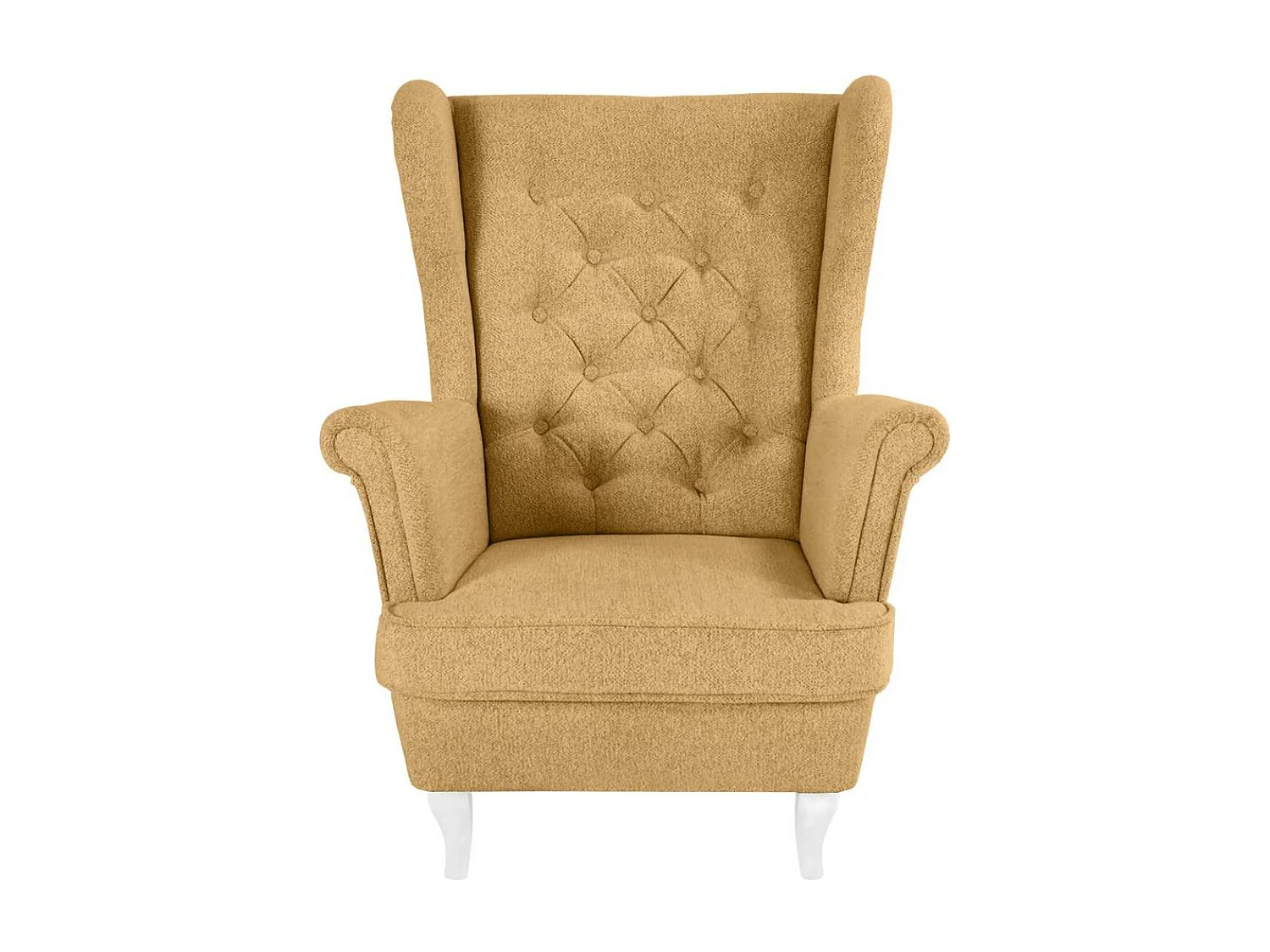 CHESTERFIELD-SESSEL Falco gelb mit Weiß Holzbeinen