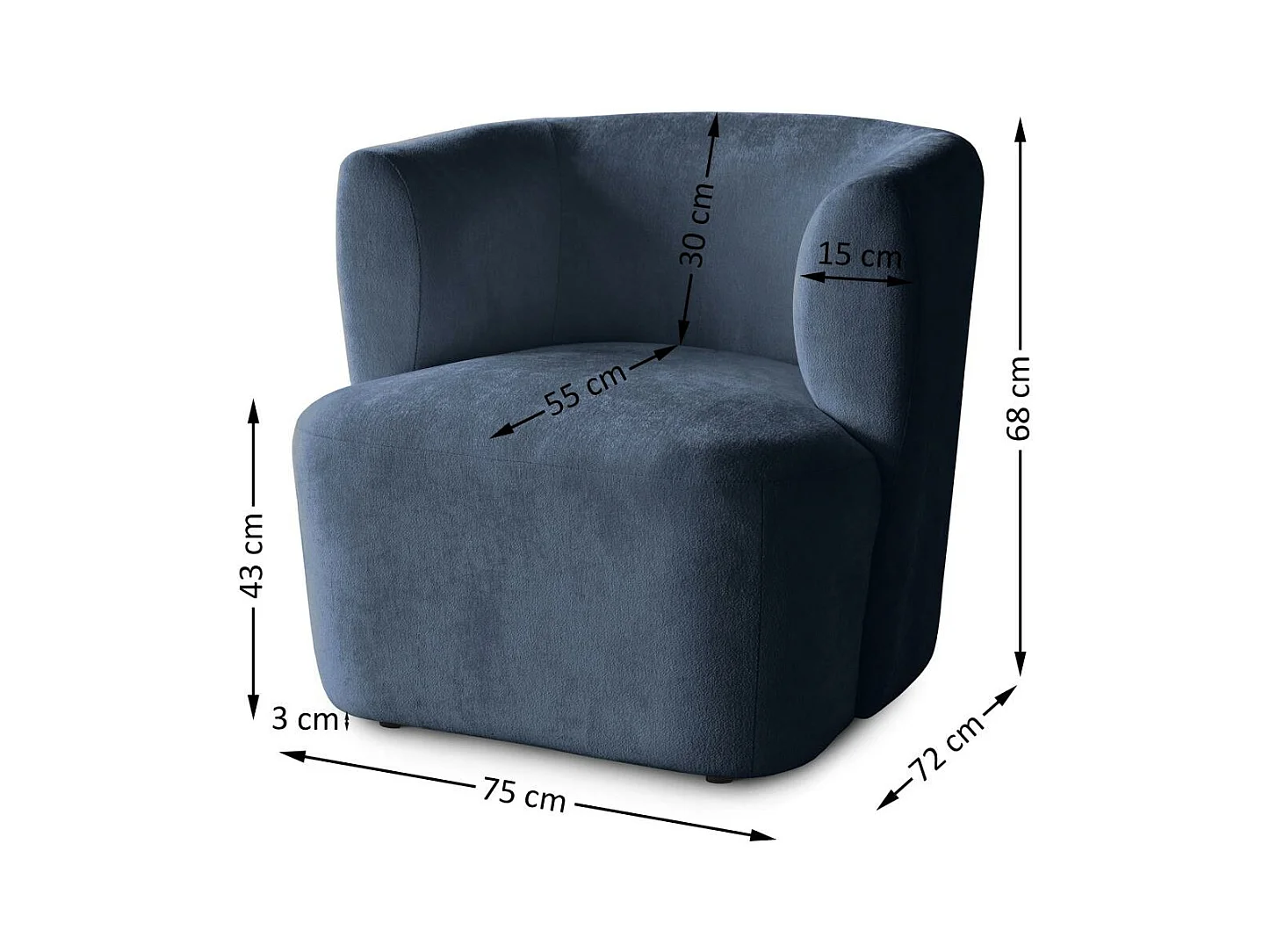 FAUTEUIL Nori bleu foncé velours