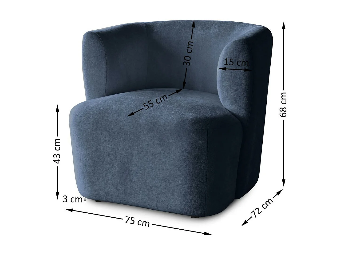 FAUTEUIL Nori bleu foncé velours