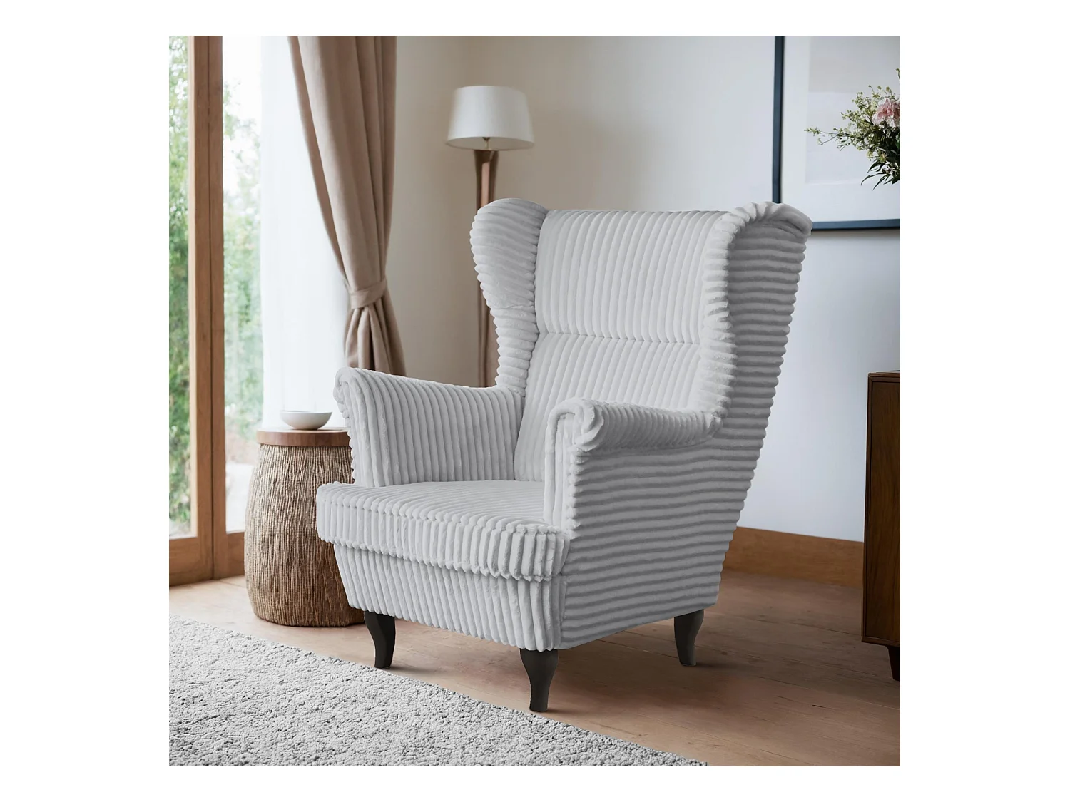 RELAXSESSEL Felix Grau mit Wenge Beinen Cordstoff