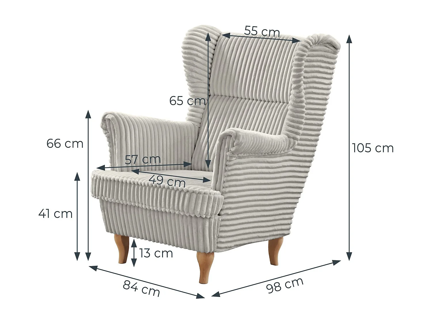 RELAXSESSEL Felix Hellbeige mit Buchenbeinen Cordstoff