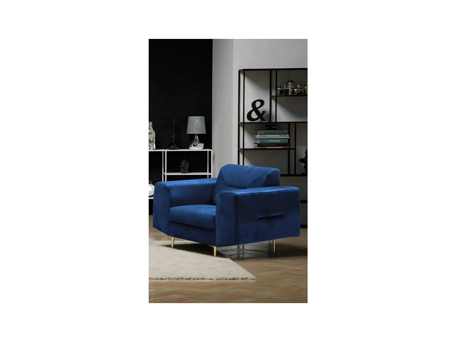 RELAXSTOEL Venezia donkerblauw met gouden poten