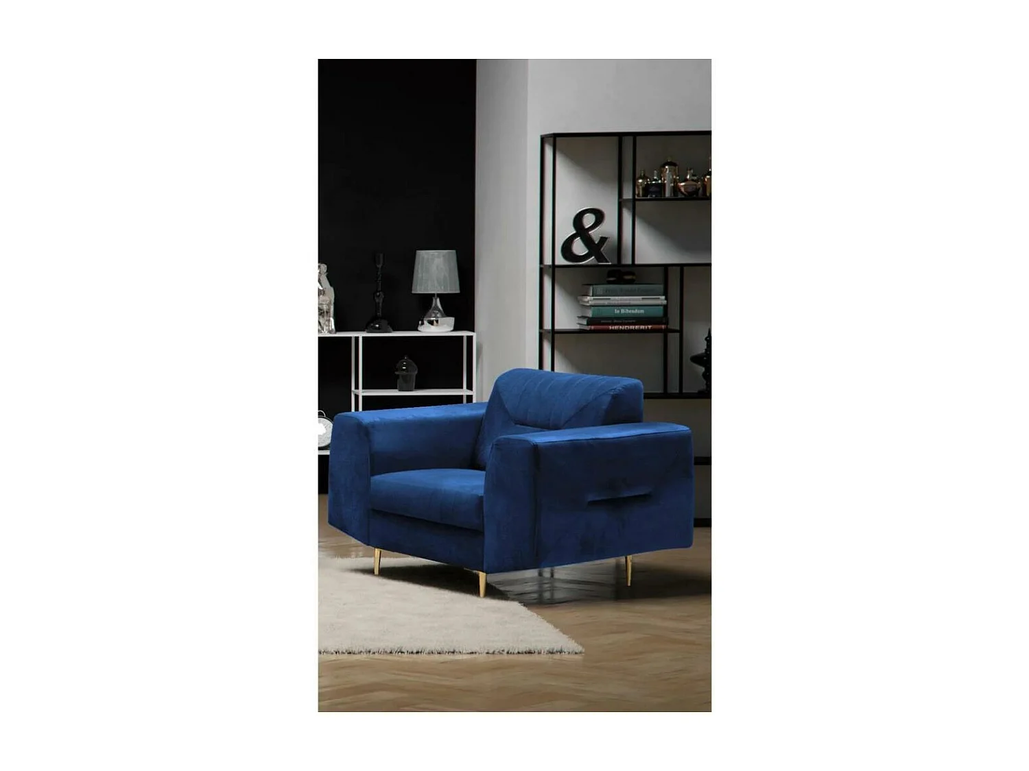FAUTEUIL RELAX Venezia bleu foncé avec pieds dorés