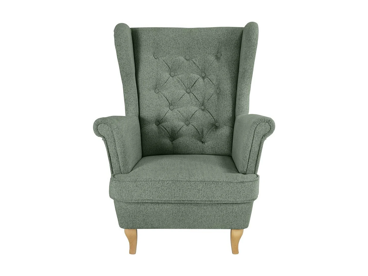 CHESTERFIELD-SESSEL Falco grün mit Buche Holzbeinen