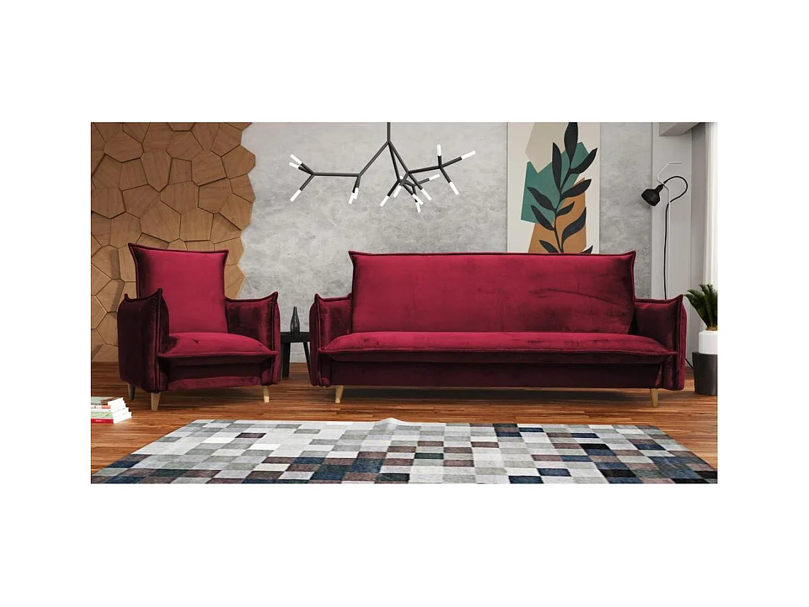 RELAXSESSEL Pillow bordeaux mit Buchenbeinen