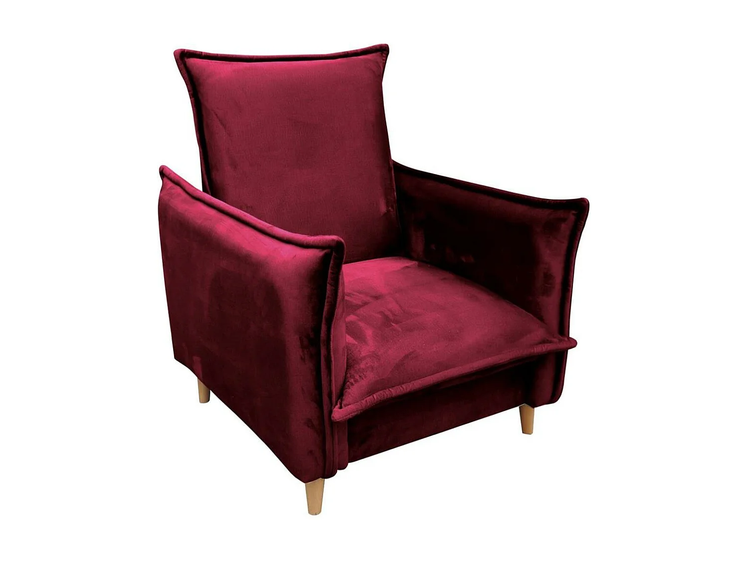 FAUTEUIL RELAX Pillow bordeaux avec pieds en hêtre