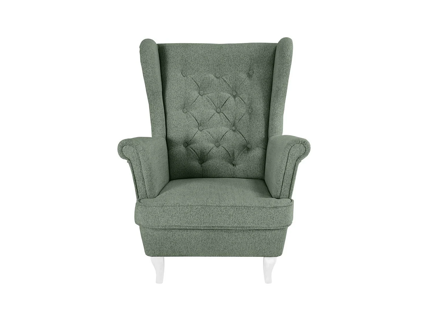 CHESTERFIELD-FAUTEUIL Falco vert avec pieds en bois blanc