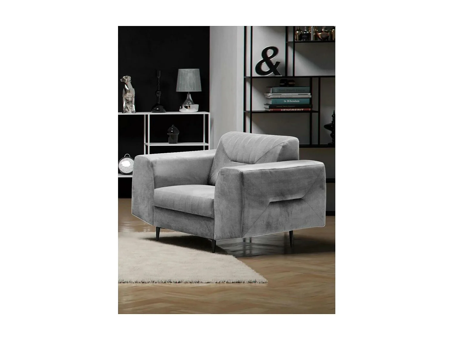 RELAXFAUTEUIL Venezia lichtgrijs met zwarte poten