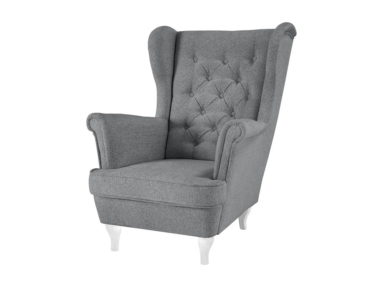 CHESTERFIELD-SESSEL Falco grau mit Weiß Holzbeinen