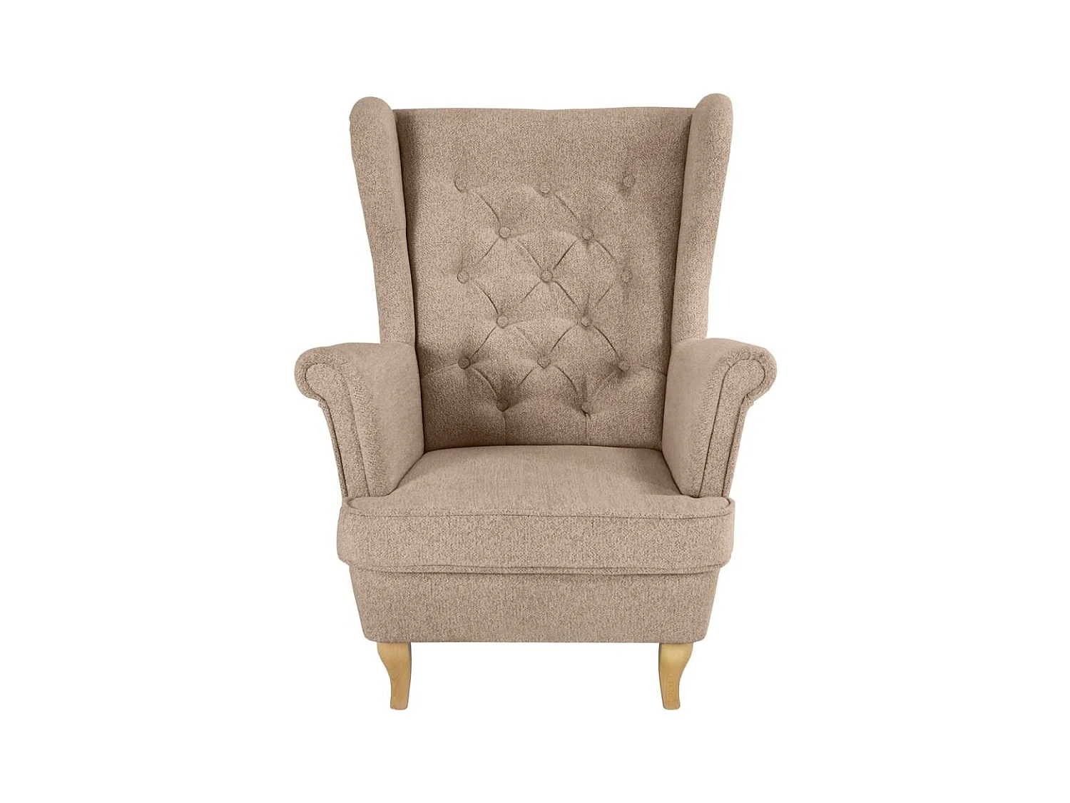 CHESTERFIELD-SESSEL Falco hellbraun mit Buche Holzbeinen