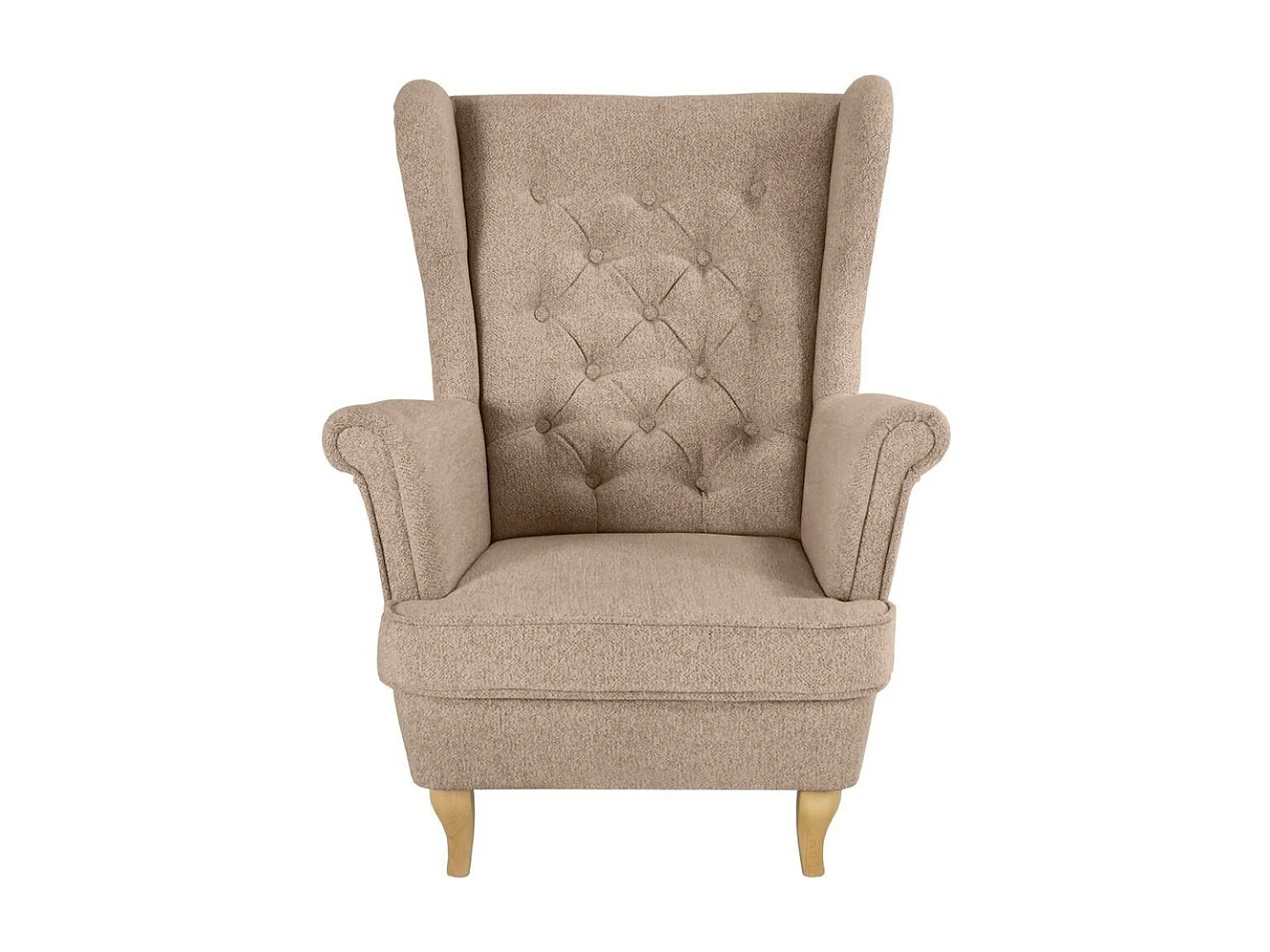 CHESTERFIELD-SESSEL Falco hellbraun mit Buche Holzbeinen