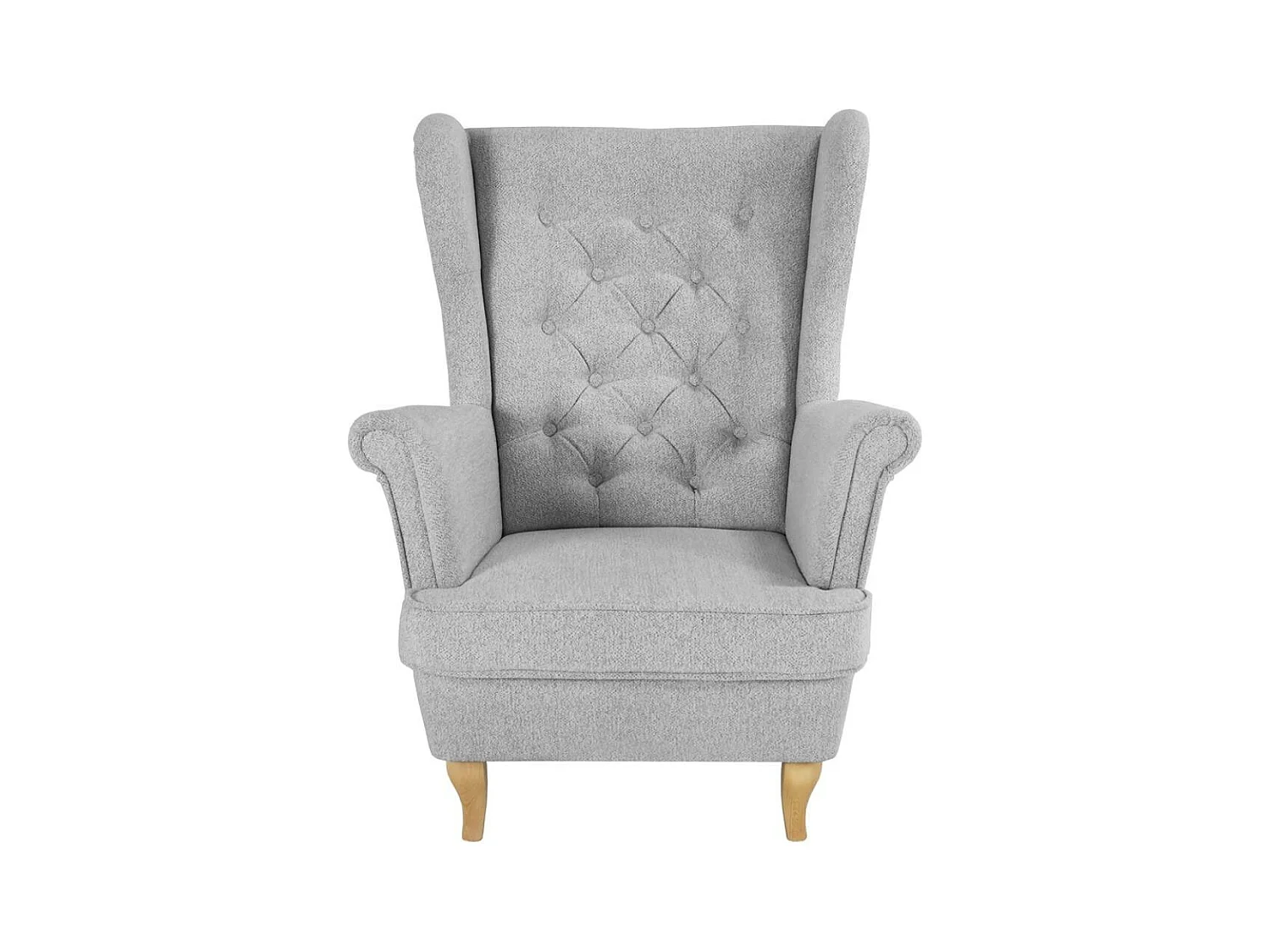 CHESTERFIELD-SESSEL Falco hellgrau mit Buche Holzbeinen