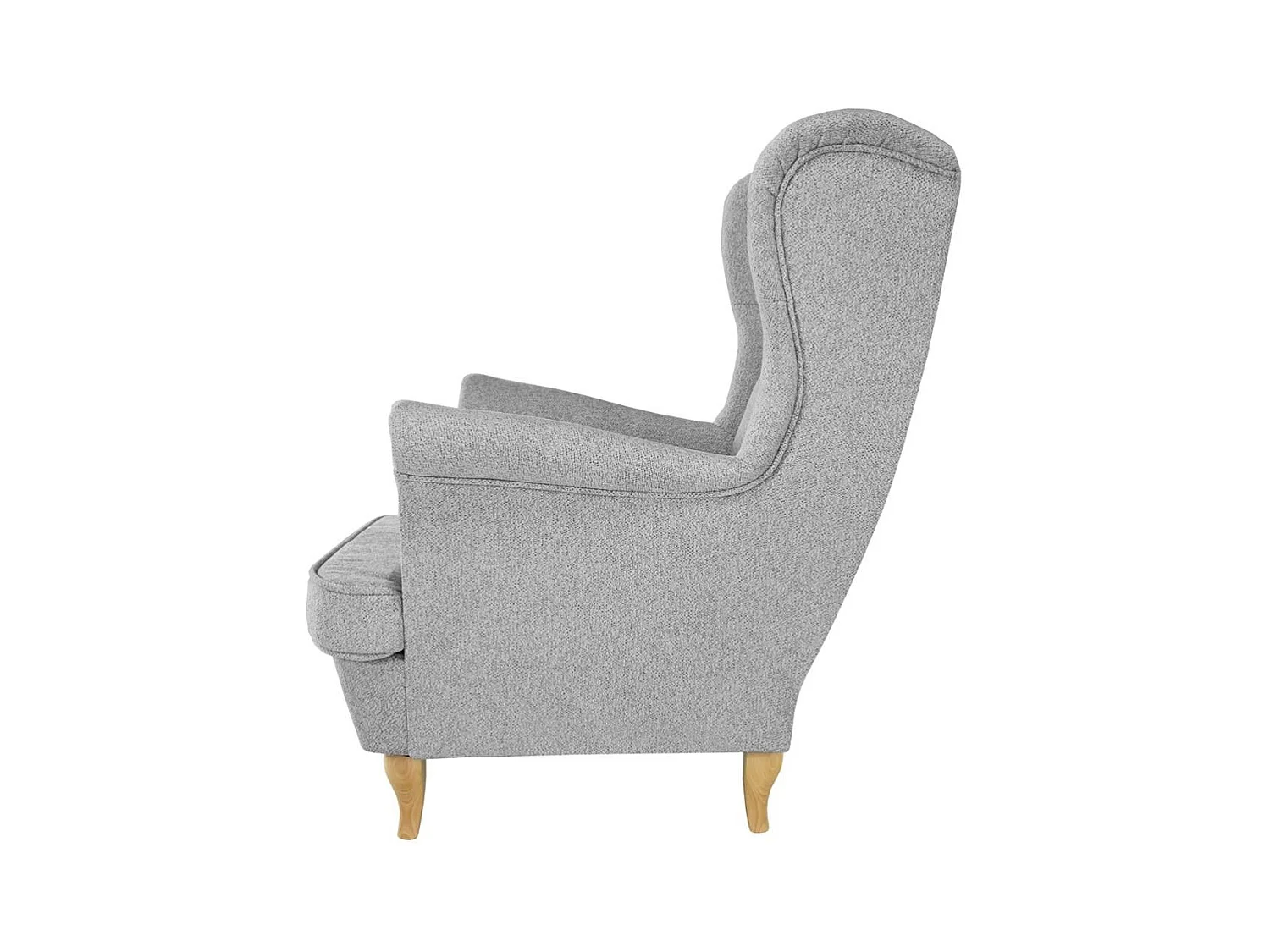 CHESTERFIELD-SESSEL Falco hellgrau mit Buche Holzbeinen