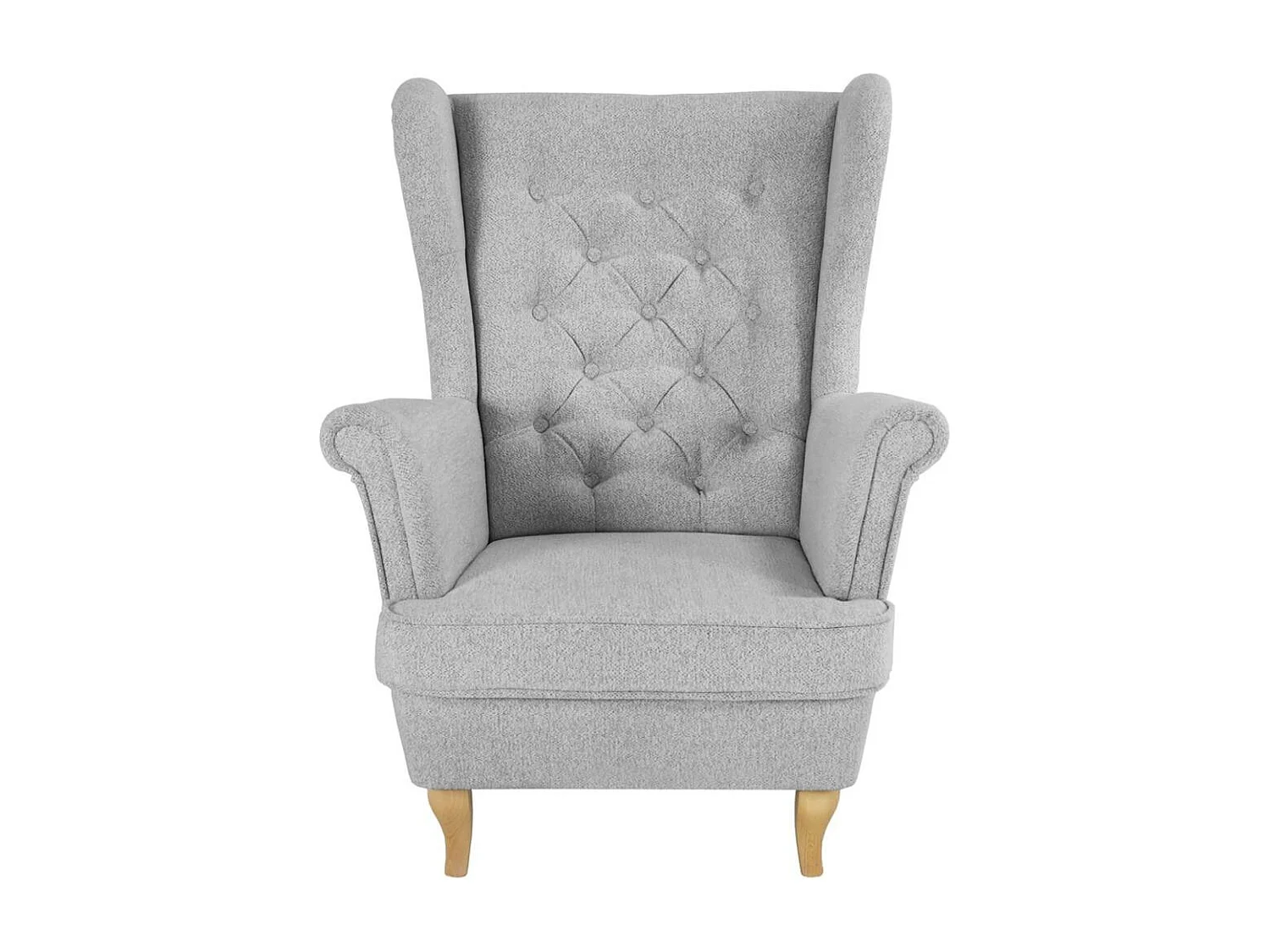 CHESTERFIELD-SESSEL Falco hellgrau mit Buche Holzbeinen