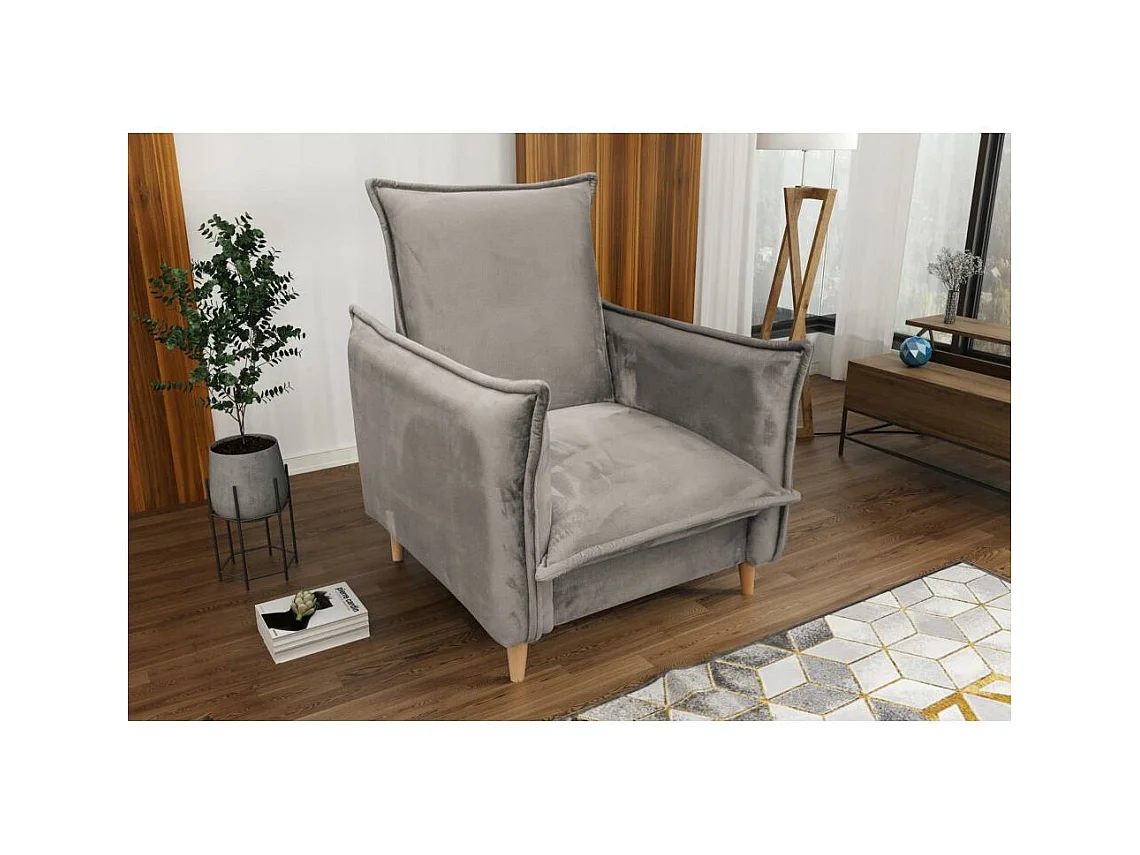 FAUTEUIL RELAX Pillow beige avec pieds en hêtre