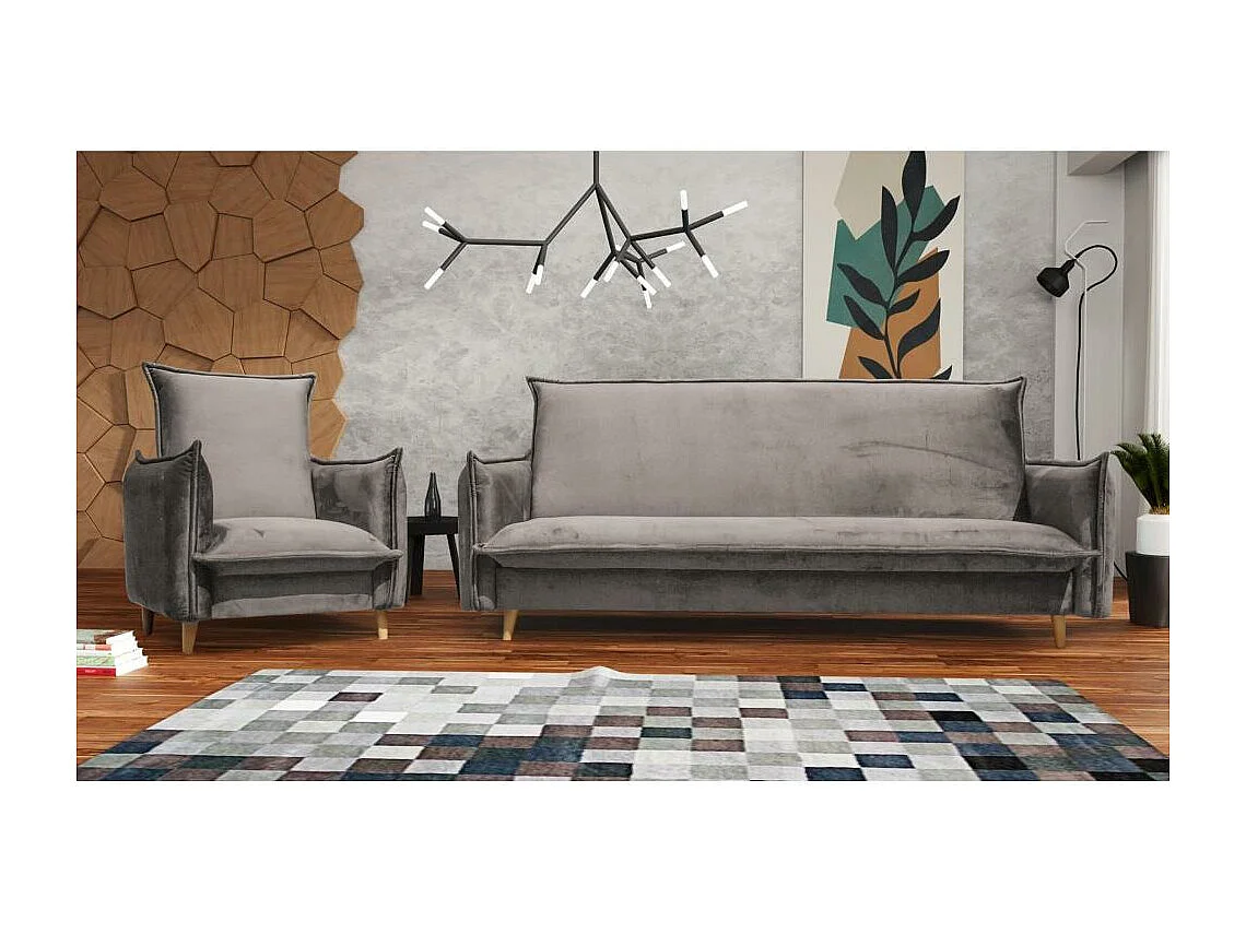 FAUTEUIL RELAX Pillow beige avec pieds en hêtre