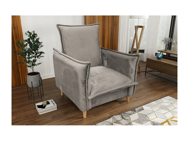 FAUTEUIL RELAX Pillow beige avec pieds en hêtre