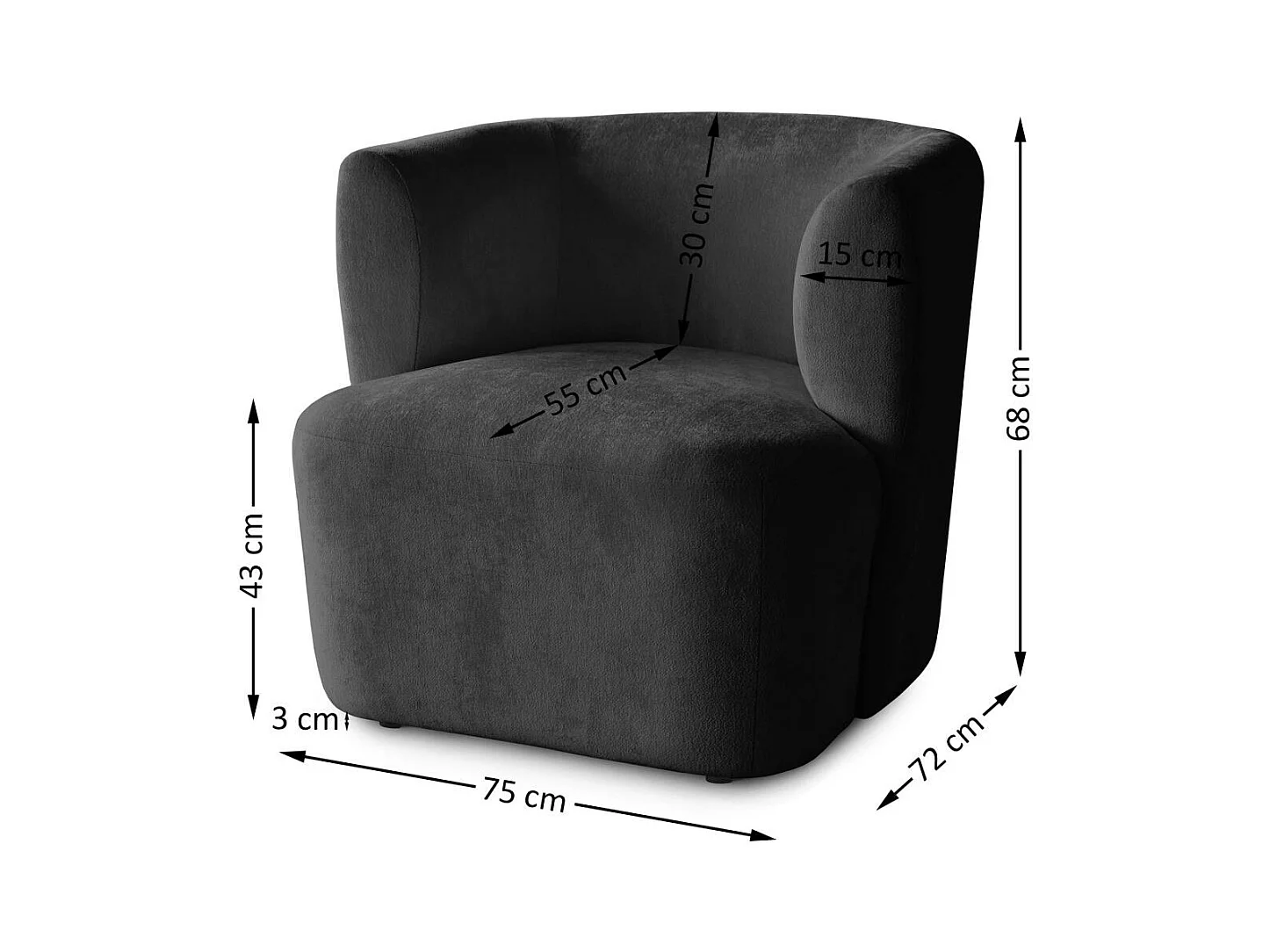 FAUTEUIL Nori noir velours