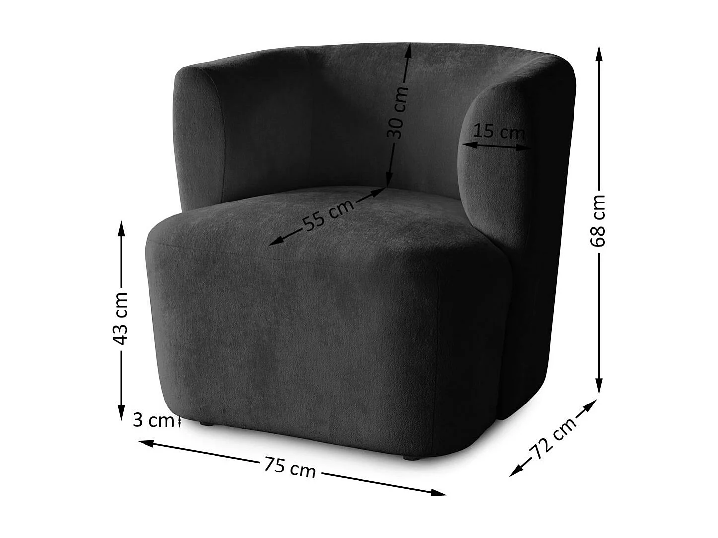 FAUTEUIL Nori noir velours