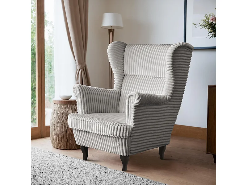 RELAXSESSEL Felix Hellgrau mit Wenge Beinen Cordstoff