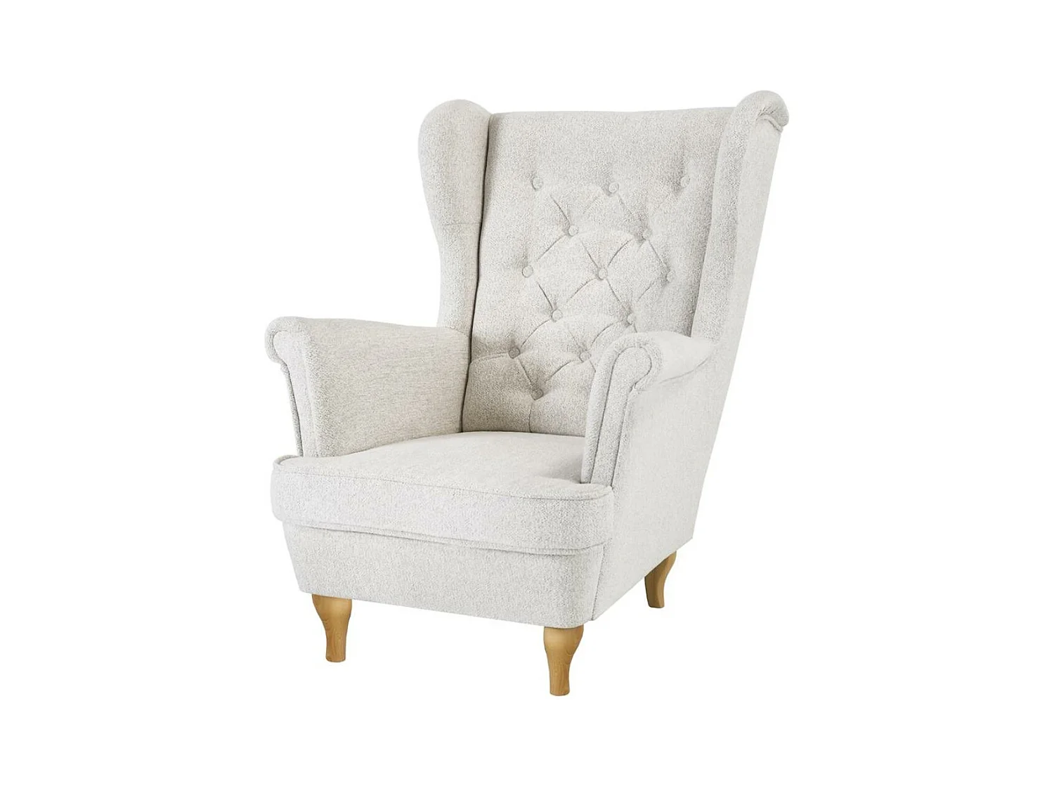 CHESTERFIELD-FAUTEUIL Falco beige avec pieds en bois de hêtre