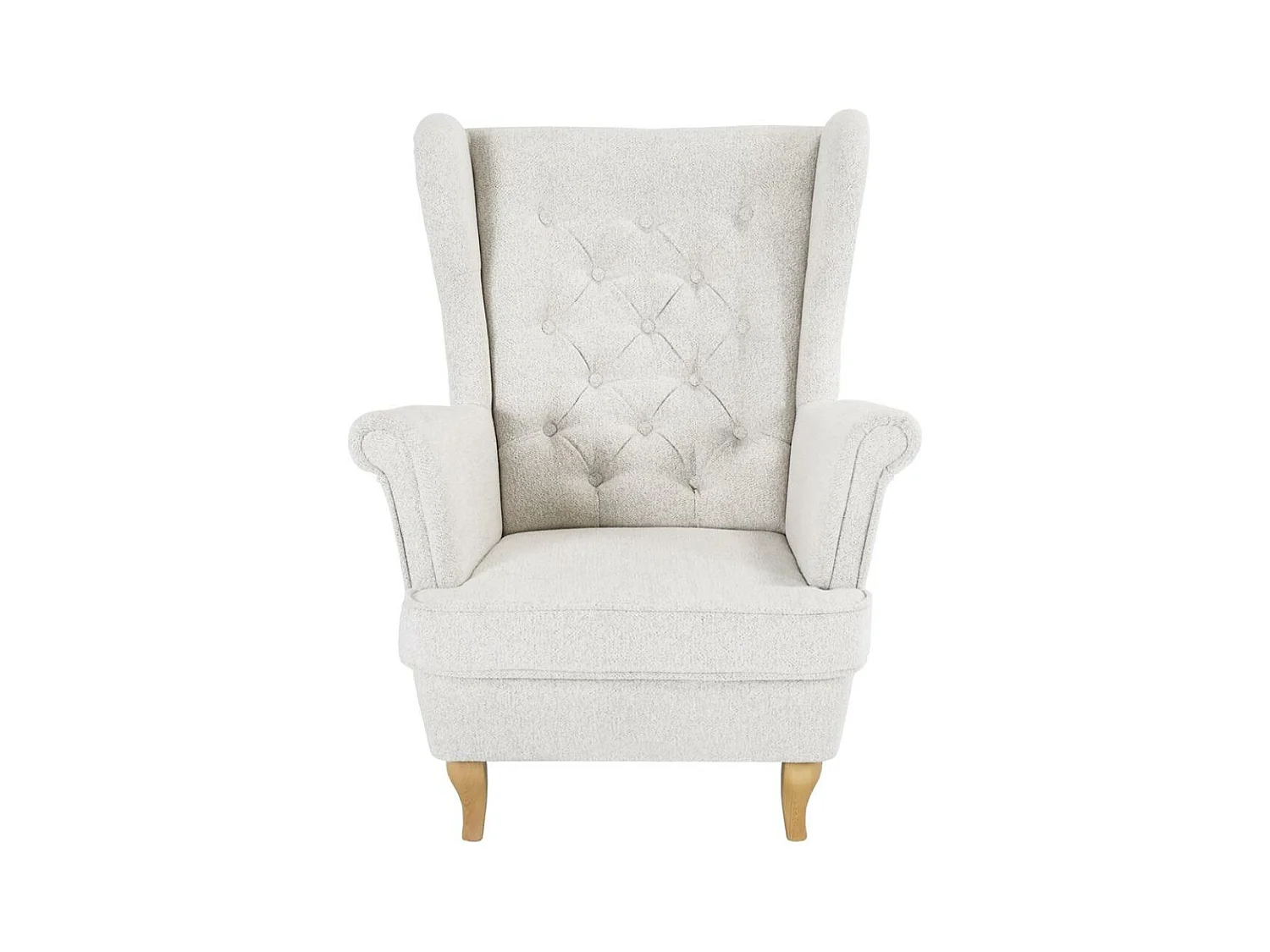 CHESTERFIELD-FAUTEUIL Falco beige avec pieds en bois de hêtre