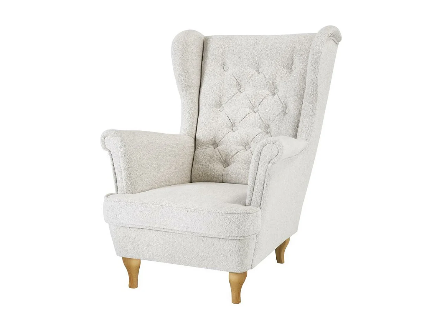 CHESTERFIELD-FAUTEUIL Falco beige avec pieds en bois de hêtre