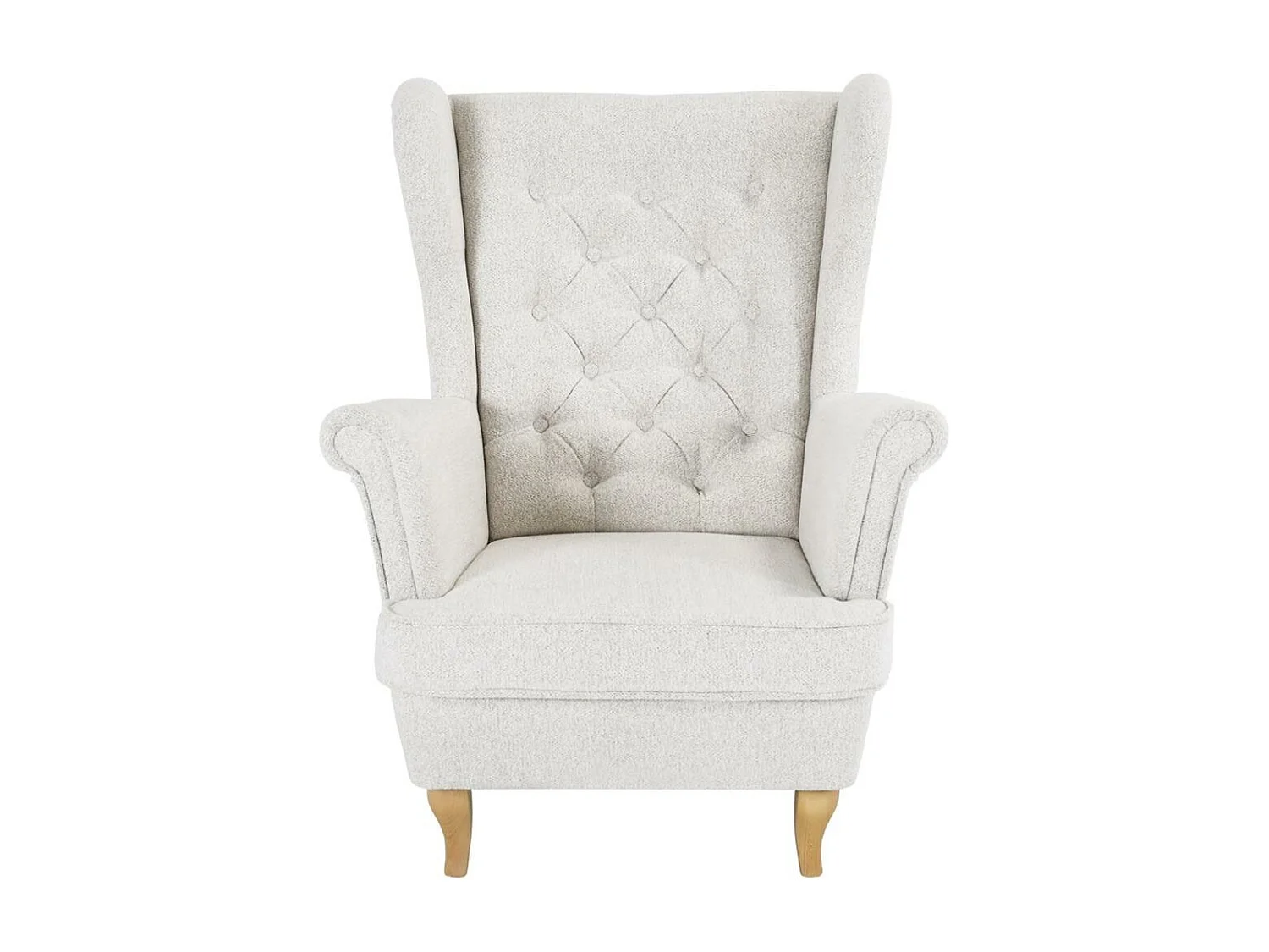 CHESTERFIELD-FAUTEUIL Falco beige avec pieds en bois de hêtre