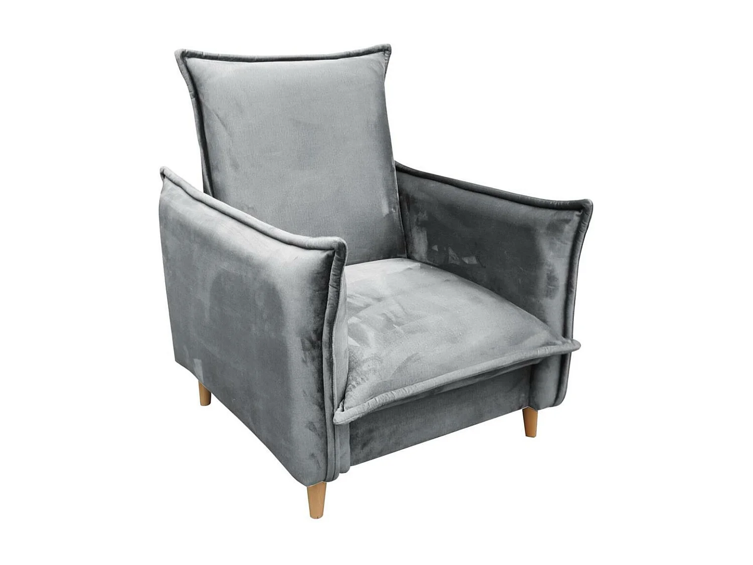 FAUTEUIL RELAX Pillow gris clair avec pieds en hêtre