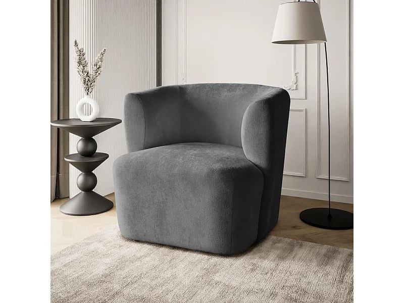 FAUTEUIL Nori gris foncé velours