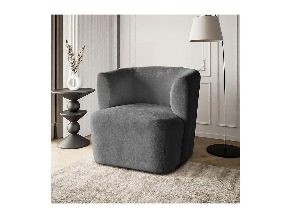FAUTEUIL Nori gris foncé velours