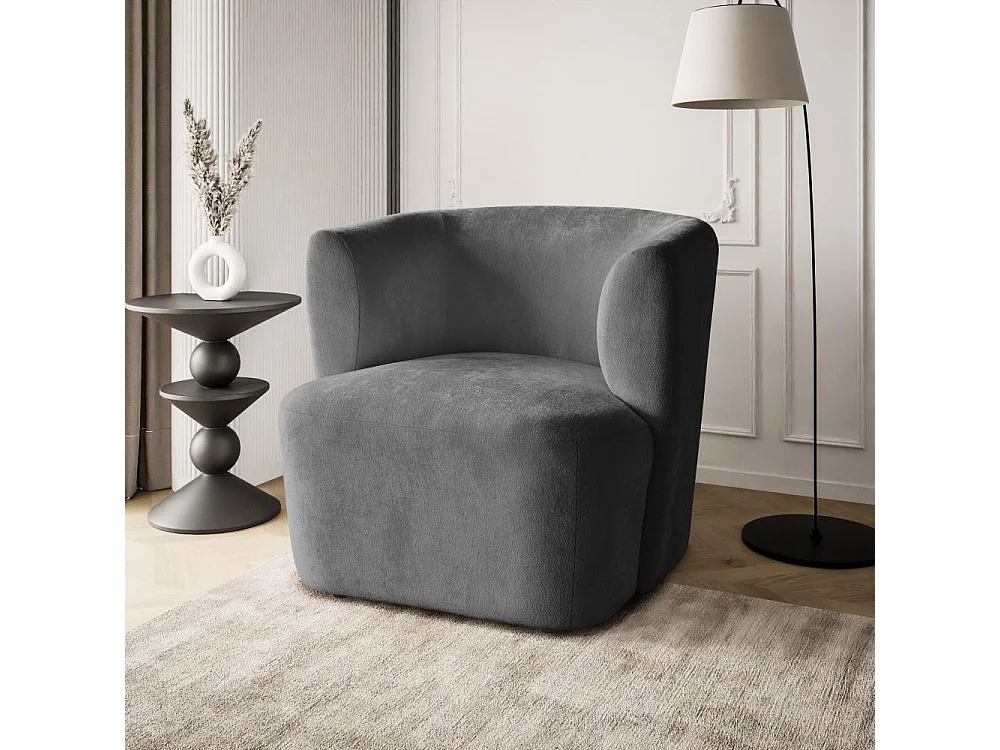 FAUTEUIL Nori gris foncé velours