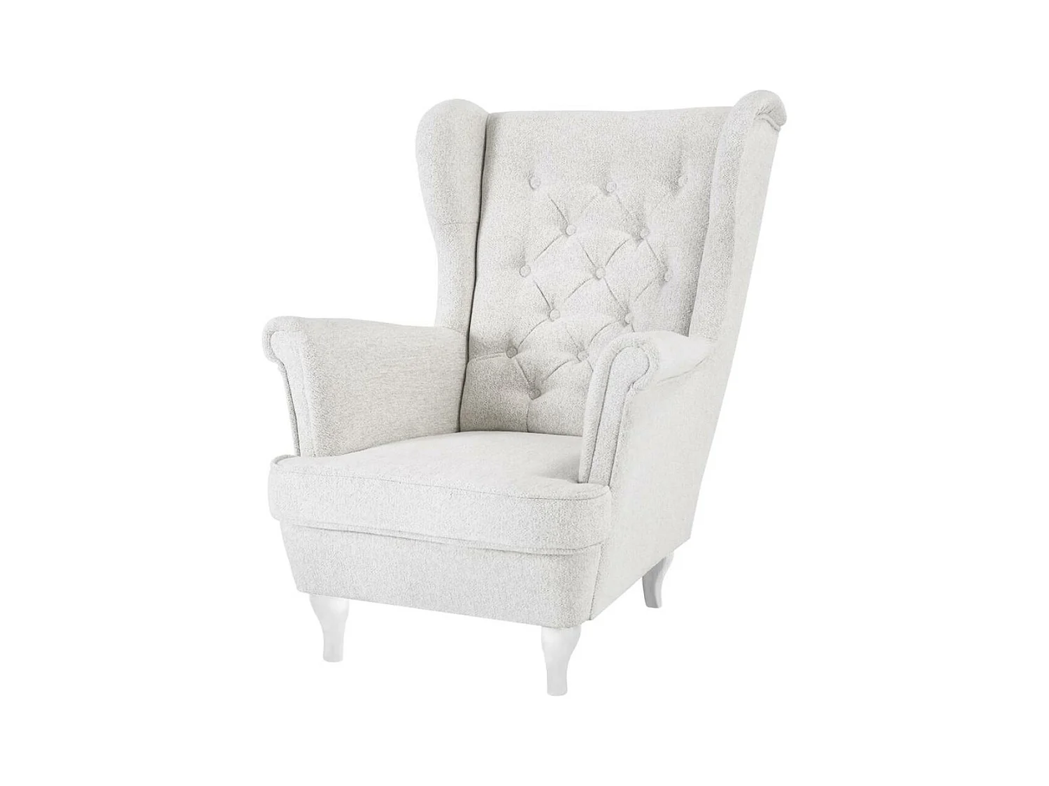 CHESTERFIELD-FAUTEUIL Falco beige clair avec pieds en bois blanc
