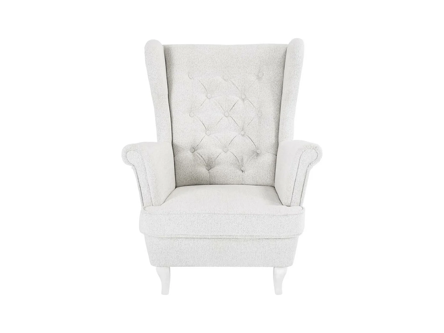 CHESTERFIELD-FAUTEUIL Falco beige clair avec pieds en bois blanc